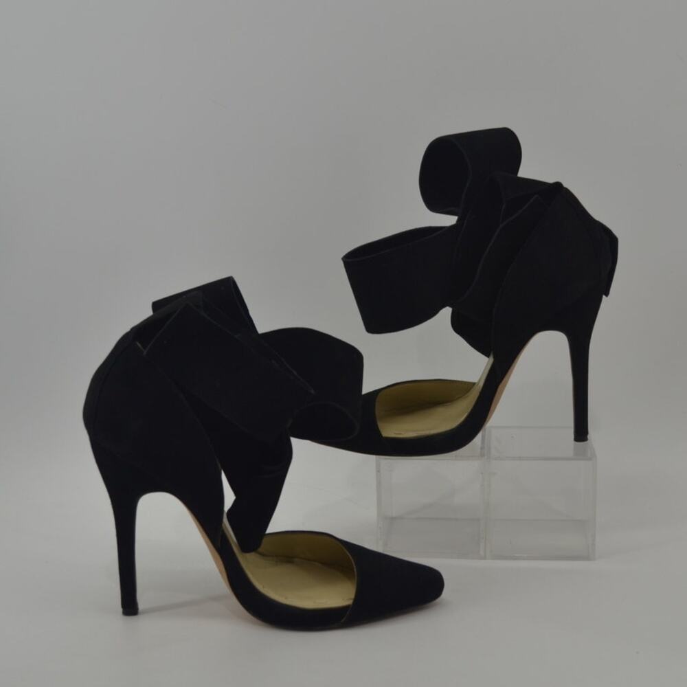 Aminah Abdul Jillil Black D'Orsay Oversize Bow Pump Ankle 9M - Picture 9 of 12